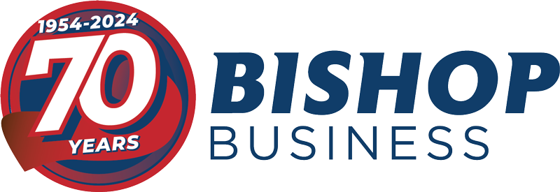 70 Year Bishop Business Logo